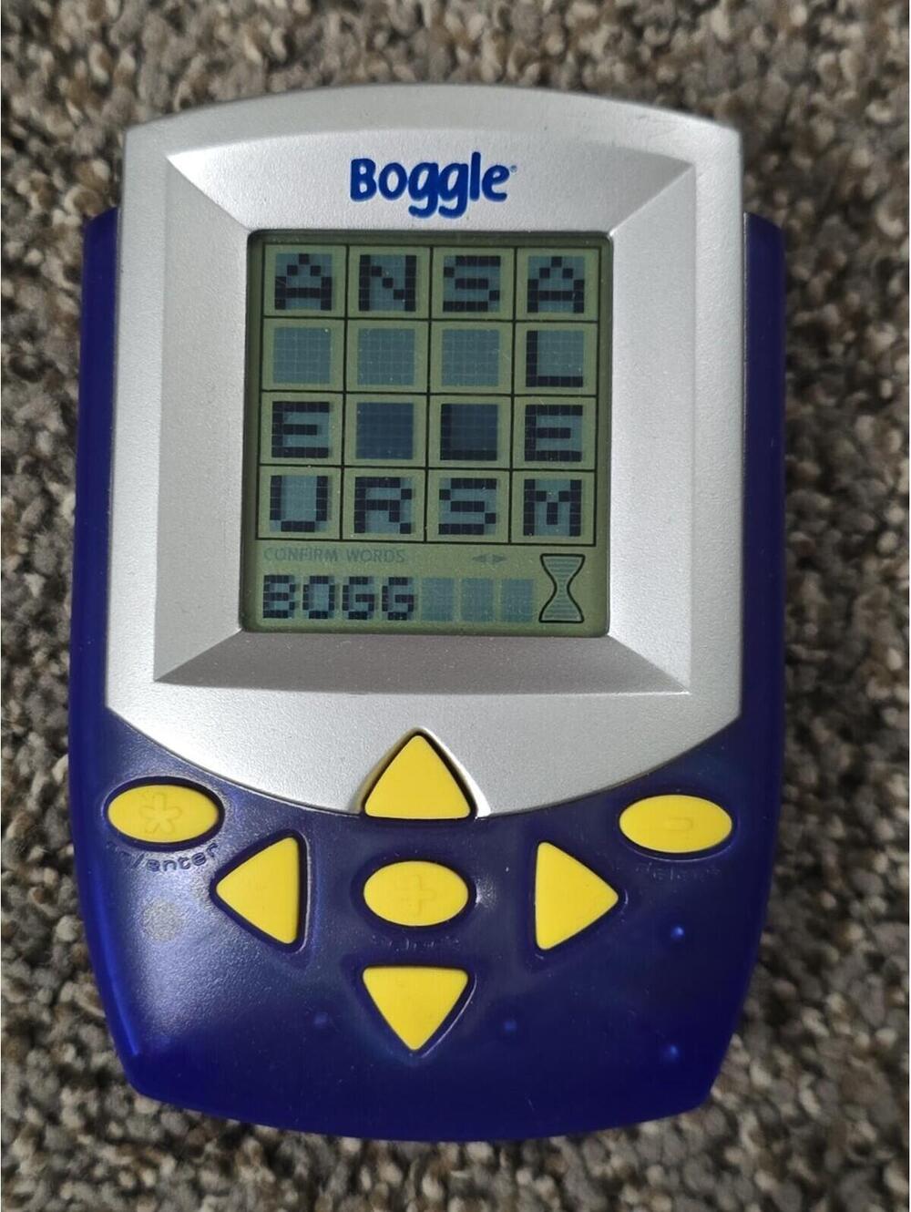 2002 Blue BOGGLE Handheld Electronic Game Hasbro Hand Held Tested & Works